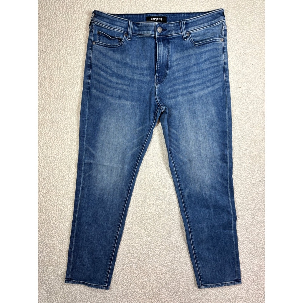 Express Mens Hyper Stretch Athletic Slim Jeans 34x32 Medium Wash Blue Denim